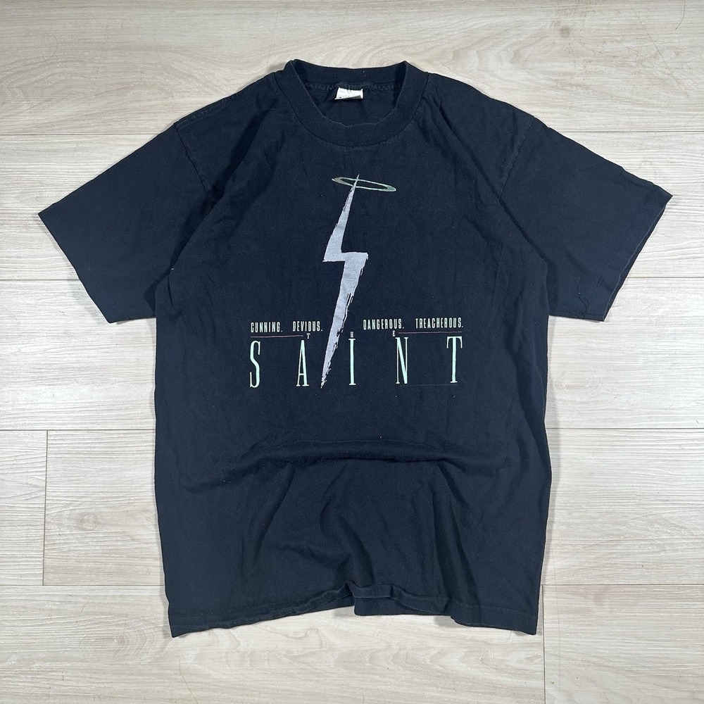 Vintage 1997 The Saint Movie Promo Shirt Mens Large Val Kilmer Murina USA Black